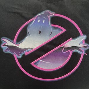 NWT Ghostbusters Black/Pink Neon Logo Tshirt (XL) 80s Movies